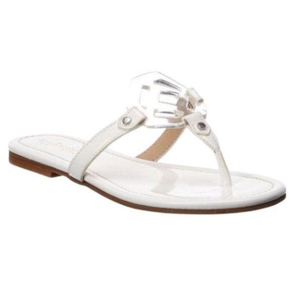 J McLaughlin Lucy Sandals White Patent Leather Thong Flip Flop 7.5M MSRP $98 - Picture 1 of 11
